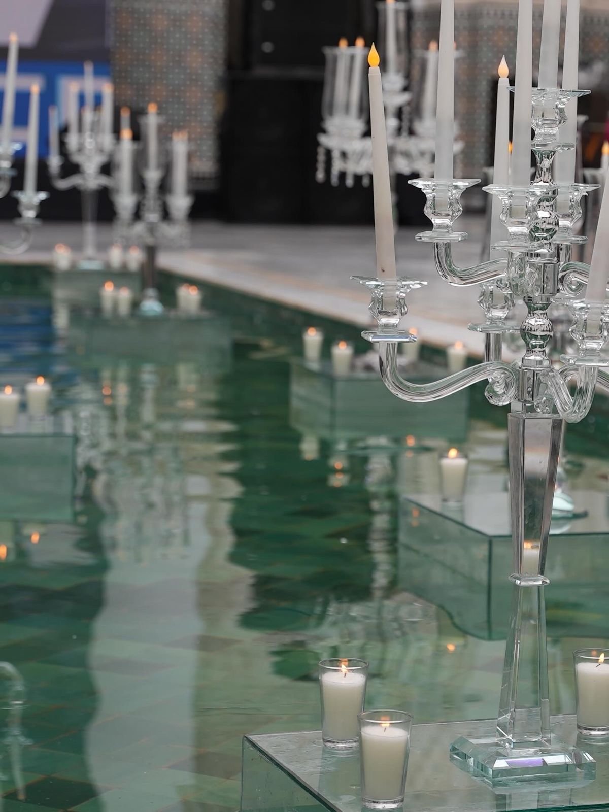 Luxury wedding at Palace Layali in Casablanca — floral installations, candlelight and refined tablescapes, produced by SBAI Events Production